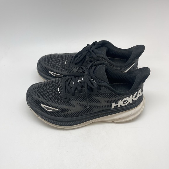 Hoka One One Sneakers Womens 8 B Clifton 9 1127896 BWHT Black Running Gym Shoes - Picture 3 of 10